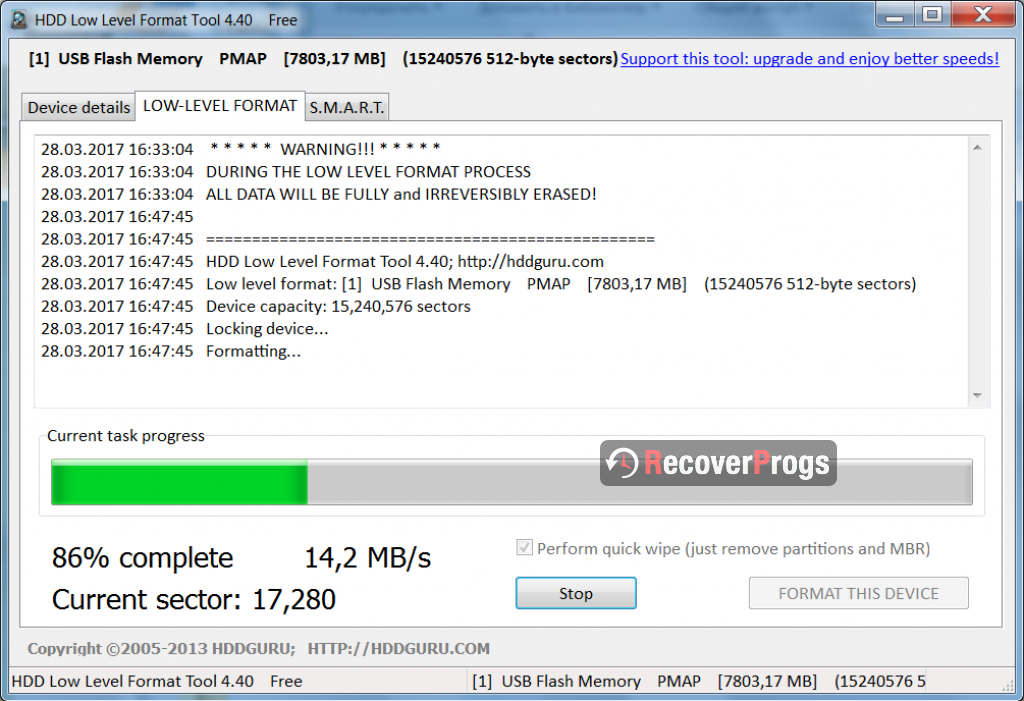 Hdd llf level format tool